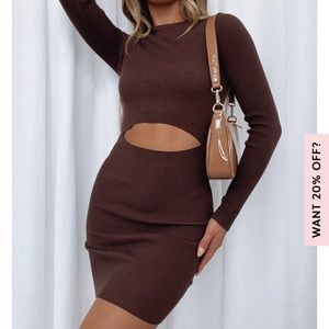 WHITE FOX NWT The Headlines Mini Dress in Chocolate XS